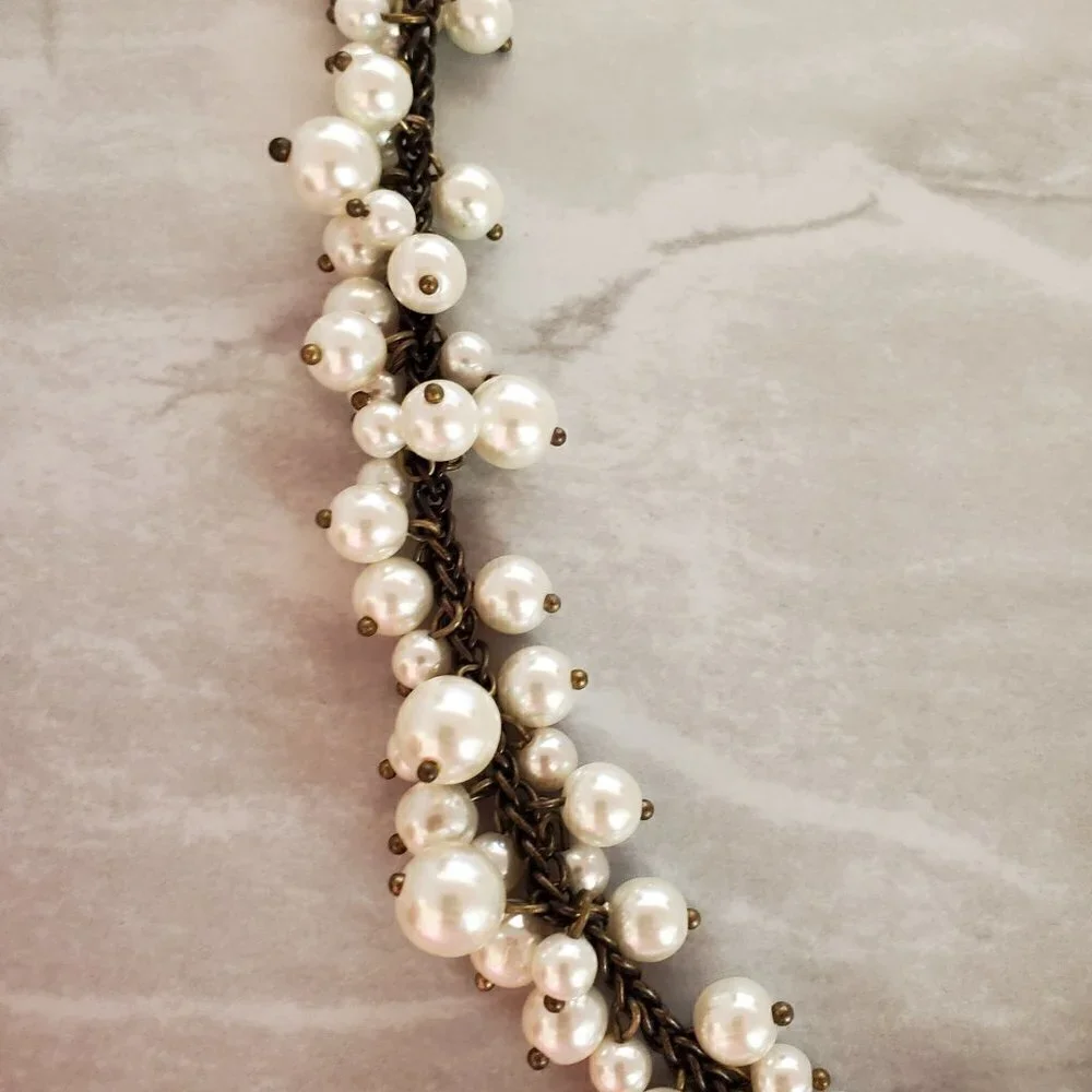 💕 J.Crew Pearl Cluster Antiqued Necklace 💕